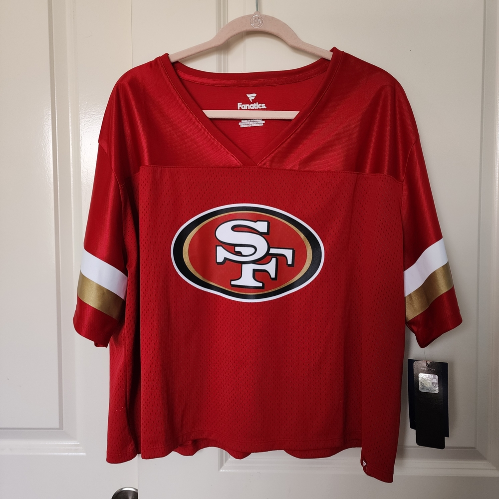 San Francisco 49ers Fanatics Women's Established Jersey Cropped V-Neck Top